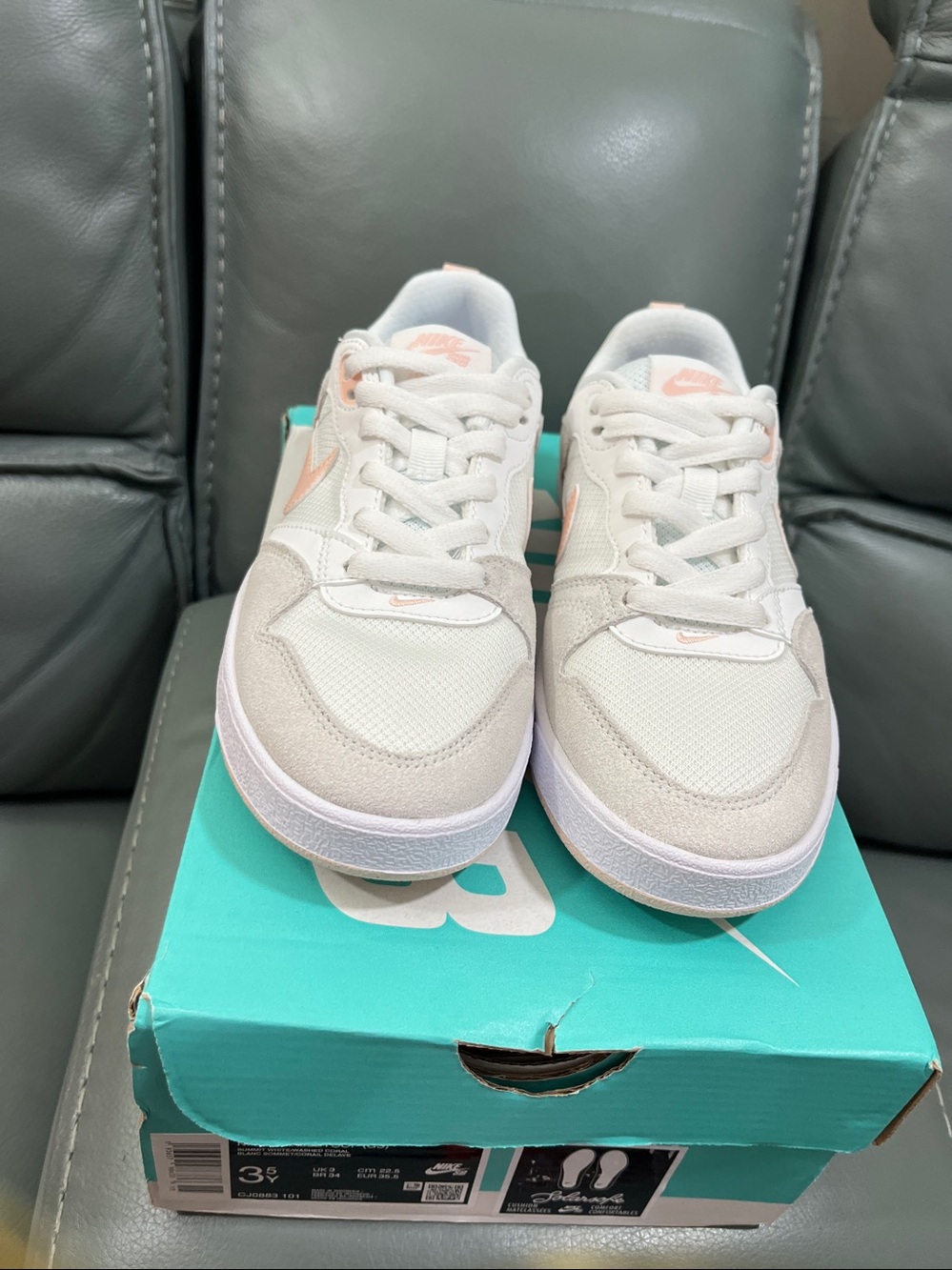 Nike SB Alleyoop Low-Top Sneakers in White and Pale Peach/pink - Picture 2 of 6